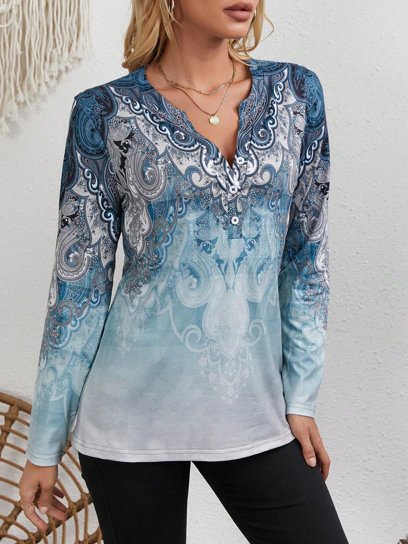 Ethnic Style - Blusa Feminina Estilo Étnico: Estampa Vintage,