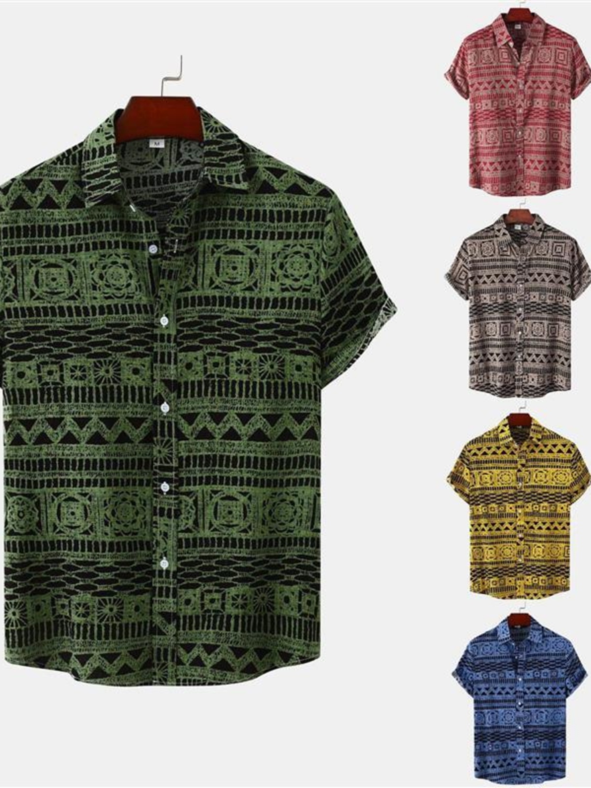 Urban Ethnic Fashion - Camisa Masculina de Manga Curta Tamanho