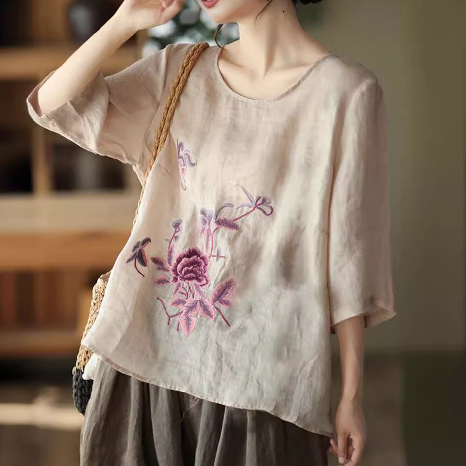 New Ethnic Fashion - Blusa Retro de Verão Plus Size