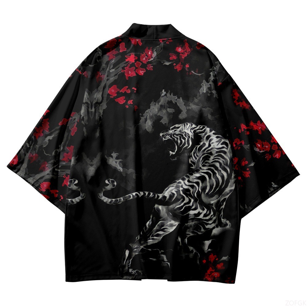 Haori Japanese Jacket - Preto quimono gola aberta masculino e