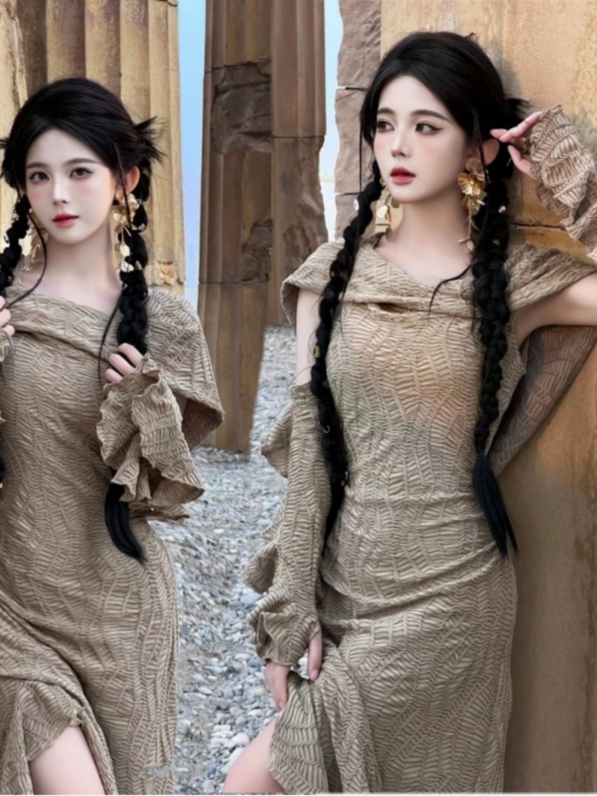 Ethnic Fashion Photography - Vestido Longo com Tema Desértico, Moda