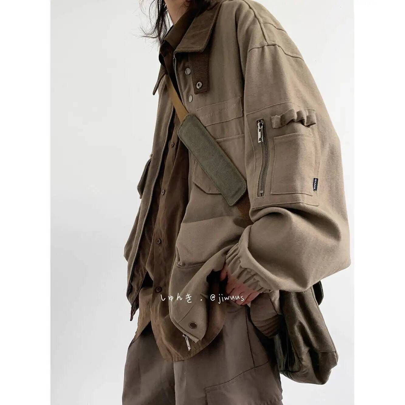 Haori Japanese Jacket - Homem jaqueta primavera outono solto carga