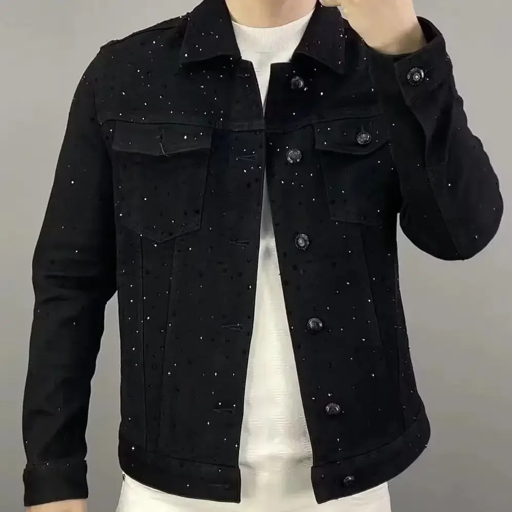 Haori Japanese Jacket - Casaco jeans para homens botão casual