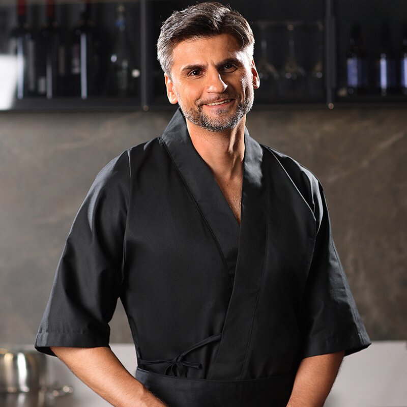 Uniforme de chef com mangas 3/ - Haori Japanese Jacket avaliação e preço
